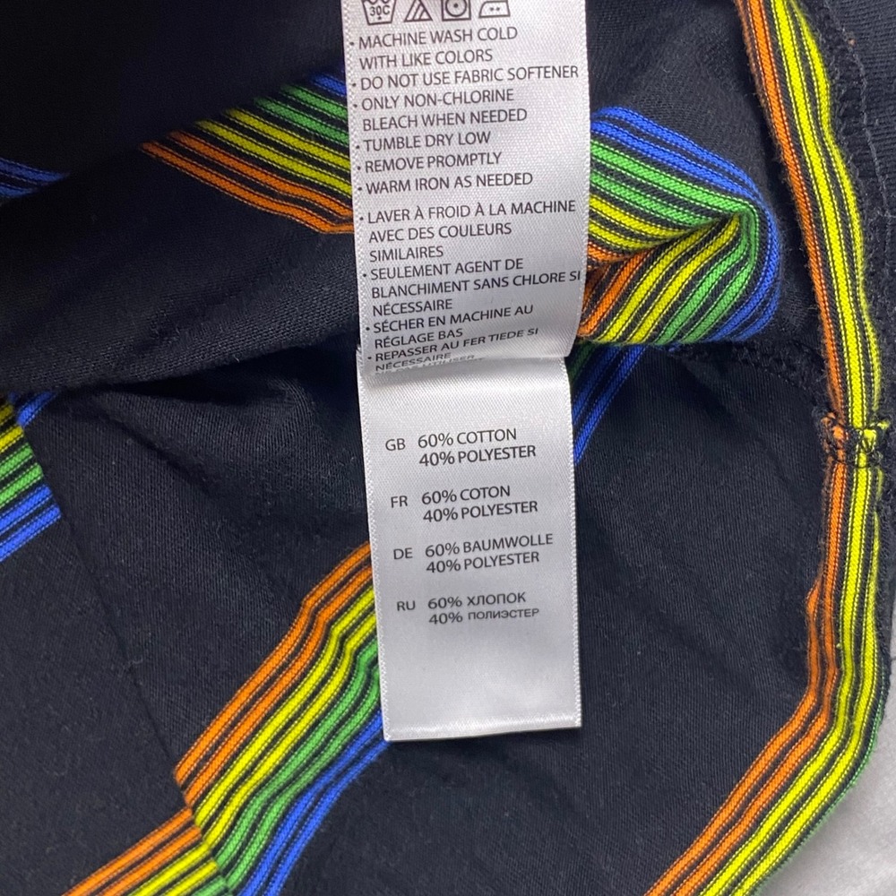HB Fit by DXL T-Shirt Men 4XL Black Cotton Rainbow Striped Crew Neck Casual - Picture 6 of 9
